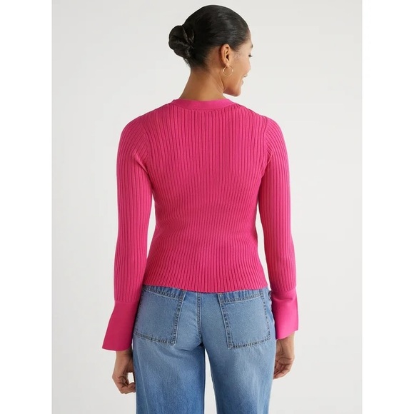 Scoop Women’s Ribbed Button Front Bell Sleeve Cardigan Sweater NWT - Picture 6 of 7